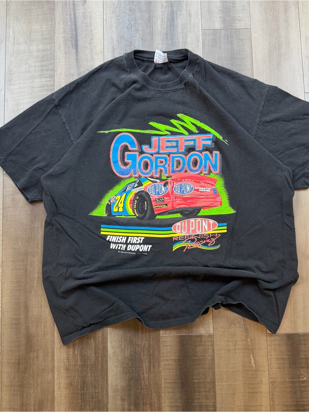 Vintage Jeff Gordon NASCAR DuPont 1994 T Shirt Sz XL Black Graphic Single Stitch